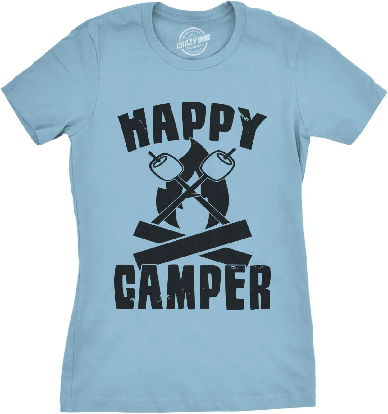 Womens Happy Camper Shirt Funny Camping Hiking Cool Vintage Graphic Tees Retro